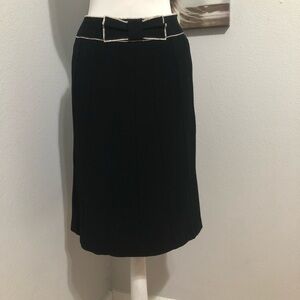 ANN TAYLOR 100% Wool Women’s Elegant Black Skirt with Bow Detail